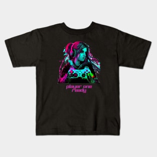 Player one, Ready Gamer girl Kids T-Shirt